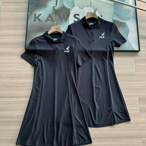 2026 New Fila Elegant Slim Fit Polo Collar Women's Dress